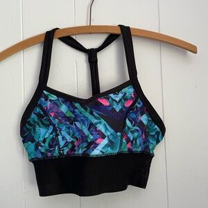 Kyodan Black and Blue Patterned Sports Bra